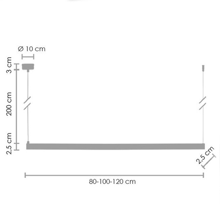 Lampa wisząca BEAM-120 LED złoty 120 cm